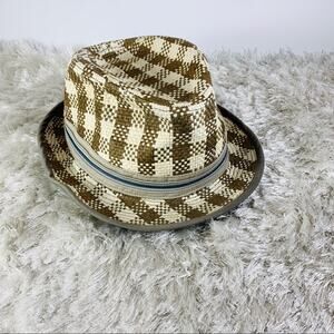 Quiksilver Plaid Woven Panama Hat Tan Taupe S/M